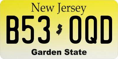 NJ license plate B53OQD