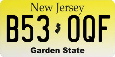 NJ license plate B53OQF