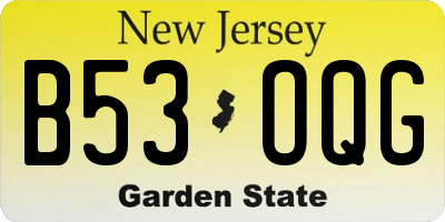NJ license plate B53OQG