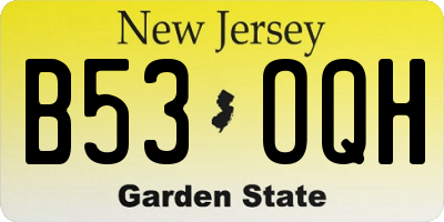 NJ license plate B53OQH
