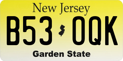NJ license plate B53OQK