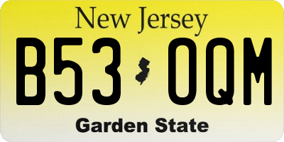 NJ license plate B53OQM