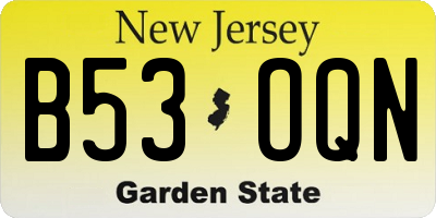 NJ license plate B53OQN