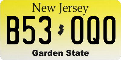 NJ license plate B53OQO