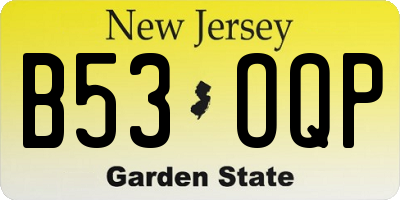NJ license plate B53OQP