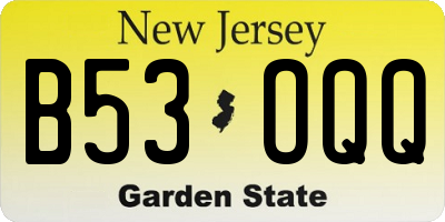 NJ license plate B53OQQ