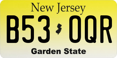 NJ license plate B53OQR