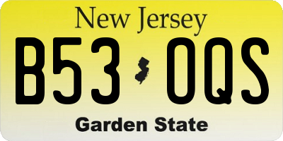 NJ license plate B53OQS