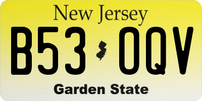 NJ license plate B53OQV