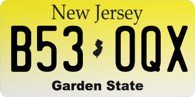 NJ license plate B53OQX
