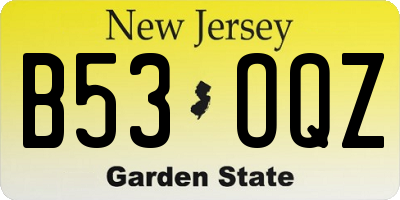 NJ license plate B53OQZ