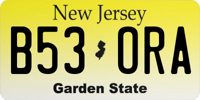 NJ license plate B53ORA