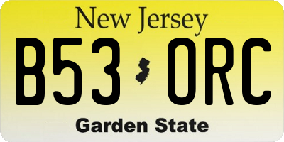 NJ license plate B53ORC