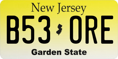 NJ license plate B53ORE