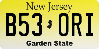 NJ license plate B53ORI