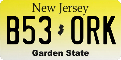 NJ license plate B53ORK