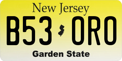 NJ license plate B53ORO