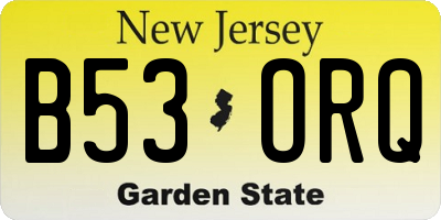NJ license plate B53ORQ