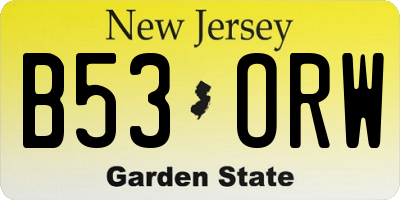 NJ license plate B53ORW