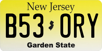 NJ license plate B53ORY