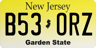 NJ license plate B53ORZ