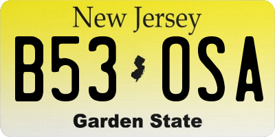 NJ license plate B53OSA