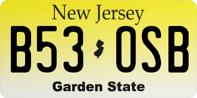 NJ license plate B53OSB