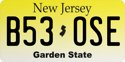NJ license plate B53OSE