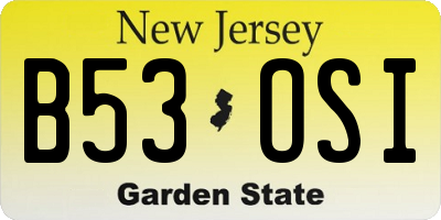 NJ license plate B53OSI