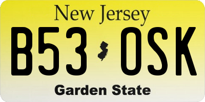NJ license plate B53OSK