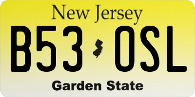 NJ license plate B53OSL