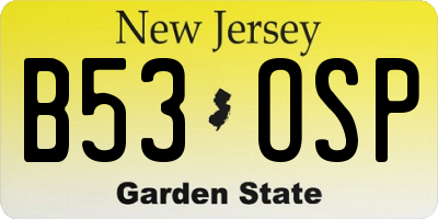NJ license plate B53OSP