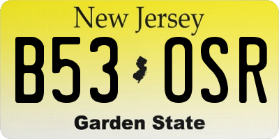 NJ license plate B53OSR