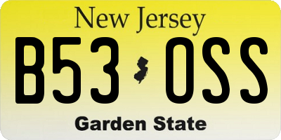 NJ license plate B53OSS