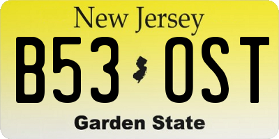 NJ license plate B53OST