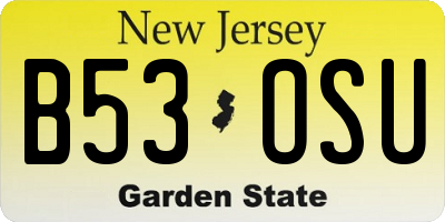 NJ license plate B53OSU