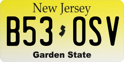 NJ license plate B53OSV