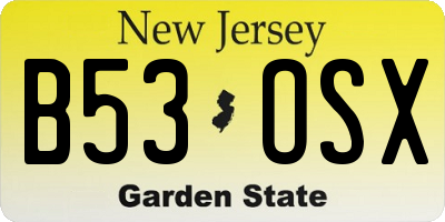 NJ license plate B53OSX