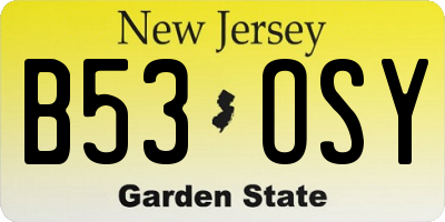 NJ license plate B53OSY