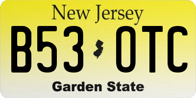 NJ license plate B53OTC