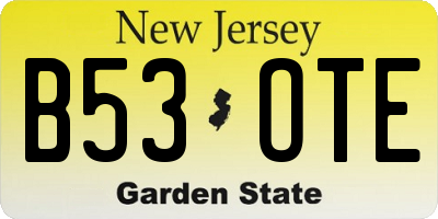 NJ license plate B53OTE