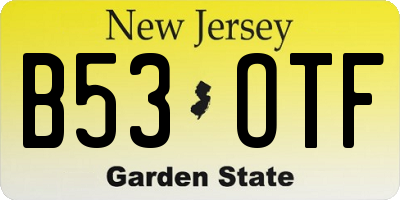 NJ license plate B53OTF
