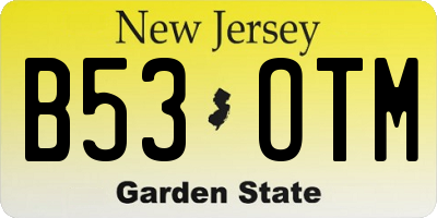 NJ license plate B53OTM