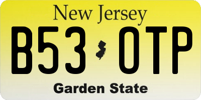 NJ license plate B53OTP