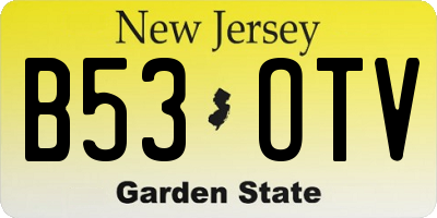 NJ license plate B53OTV