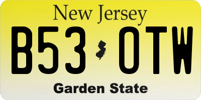 NJ license plate B53OTW