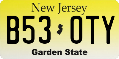NJ license plate B53OTY