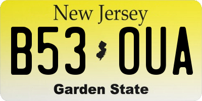 NJ license plate B53OUA