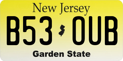 NJ license plate B53OUB