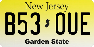 NJ license plate B53OUE